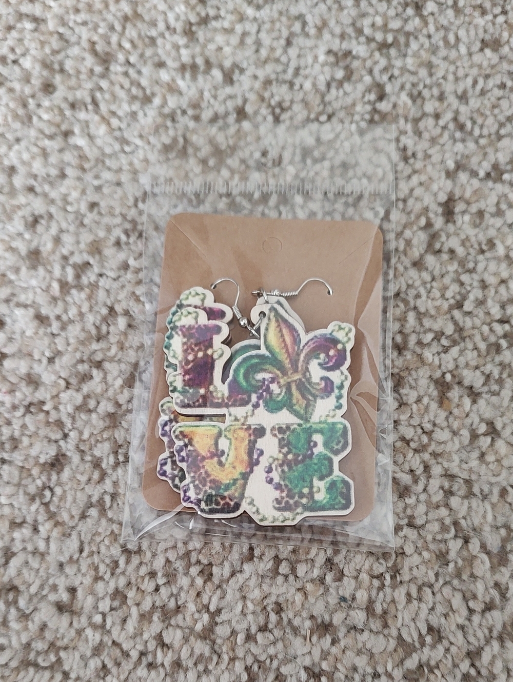 5 For $20 Mardi Gras Multicolor Dangle Earrings